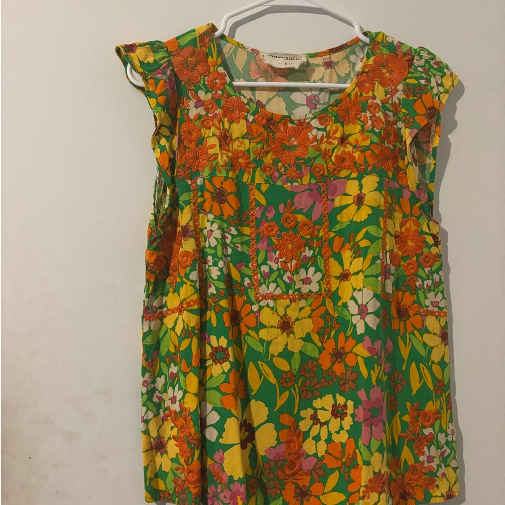 Savanna Jane Floral Blouse - Green, Orange, Yellow